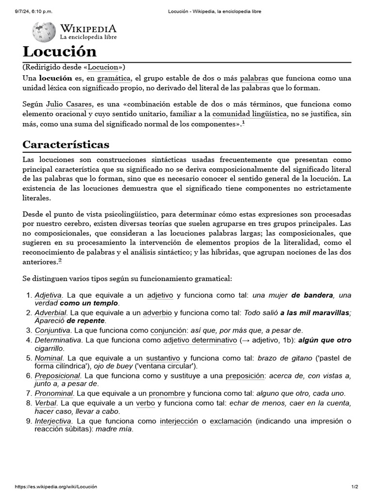 Tipos y características de locuciones | PDF | Adverbio | Gramática