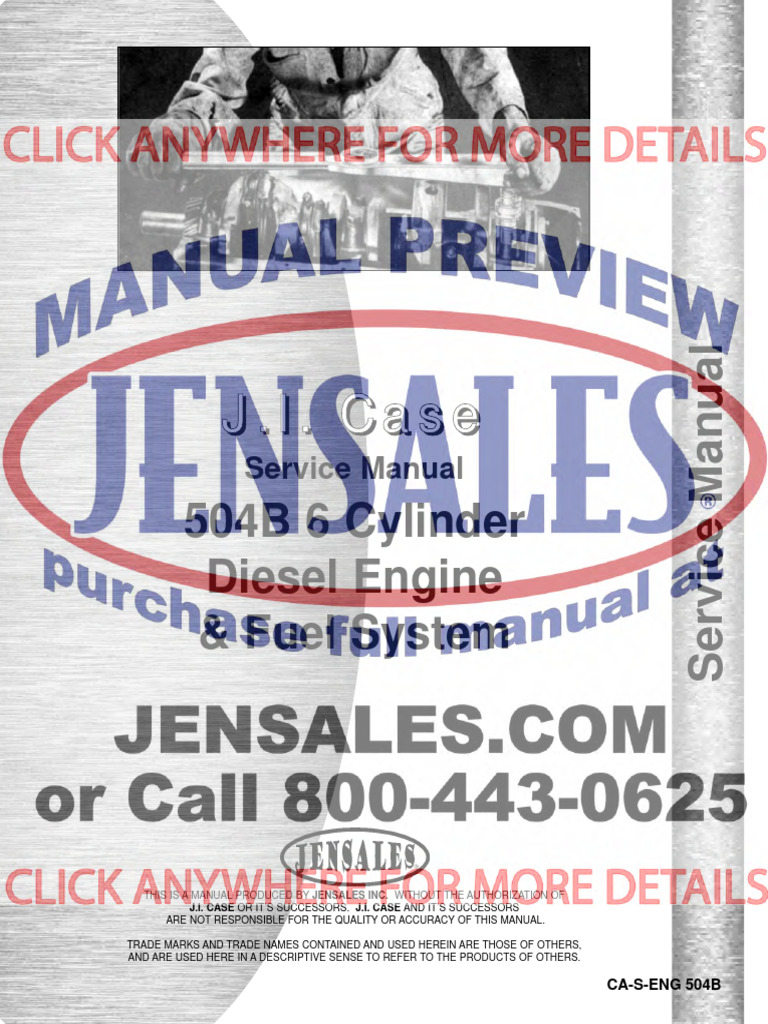 Case 504b Engine Service Manual | PDF | Vehicle Parts | Rotating Machines