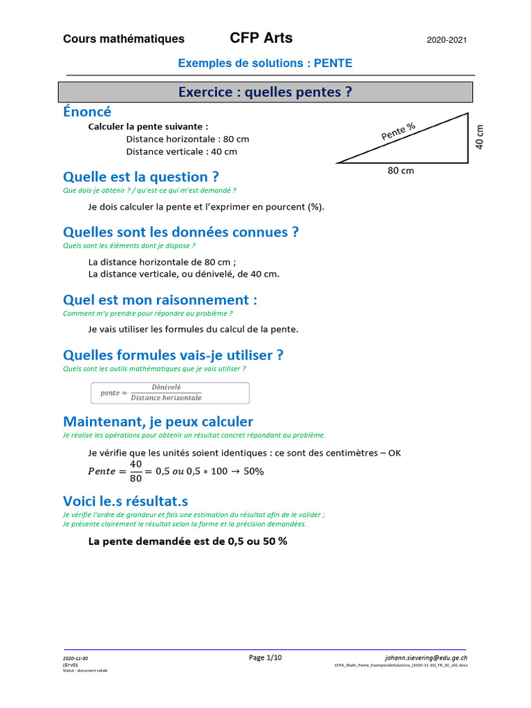 Exemples de calcul de pentes en maths | PDF | Mathématiques