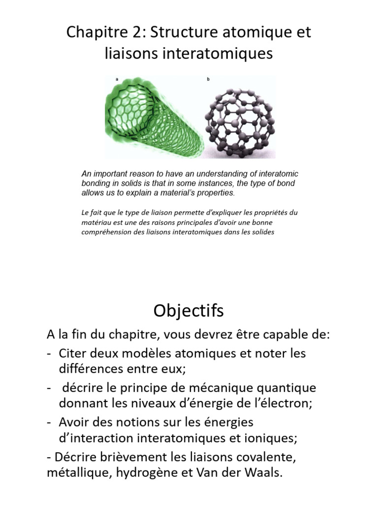Structure atomique et liaisons interatomiques | PDF | Liaison chimique ...