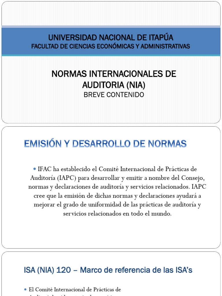 Normas - Internacionales - de - Auditoria - Nia - Breve Reseña | PDF ...