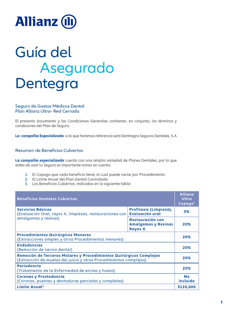 Seguro Dental Allianz: Beneficios y Planes | PDF | Odontología | Póliza ...