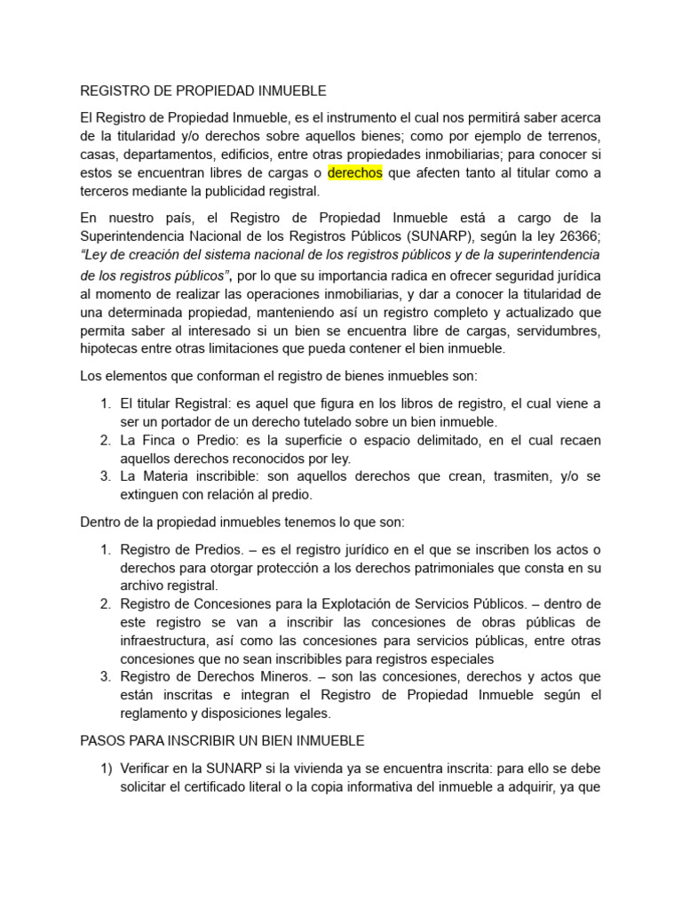 Registro de Propiedad Inmueble | PDF | Bienes raíces | Propiedad