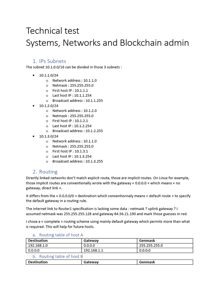 Network & Blockchain Admin Test | PDF | Ip Address | Internet