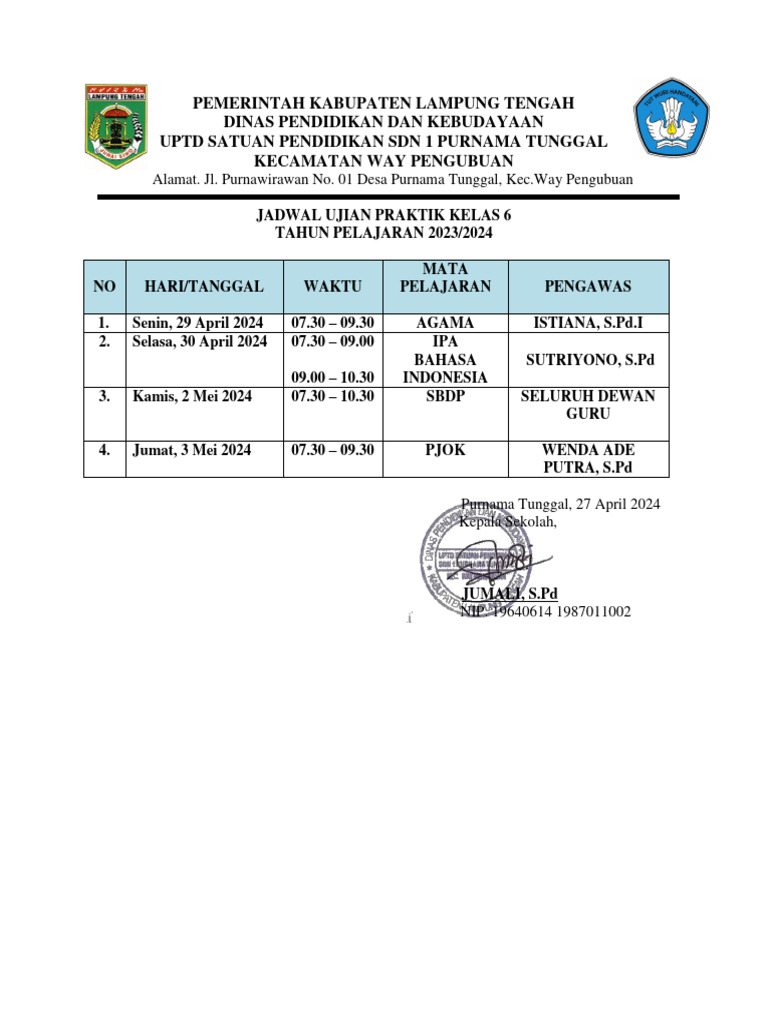 Jadwal Ujian Praktik Pdf