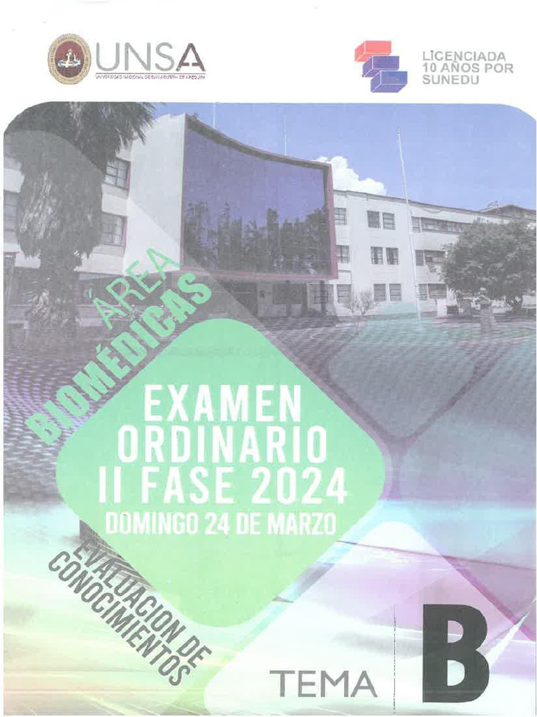 Examen de Admisión Ordinario II Fase 2024 | PDF