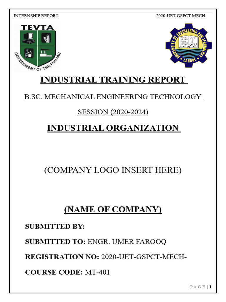 Internship Report Cover Page | PDF