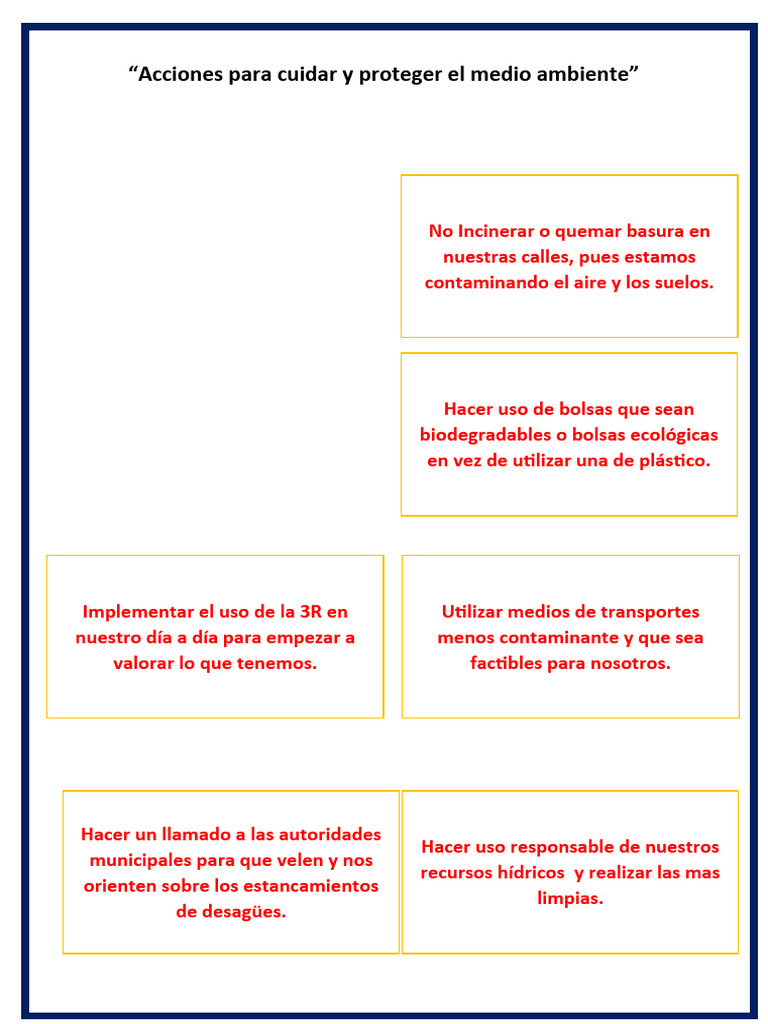 Acciones para Cuidar y Proteger El Medio Ambiente | PDF