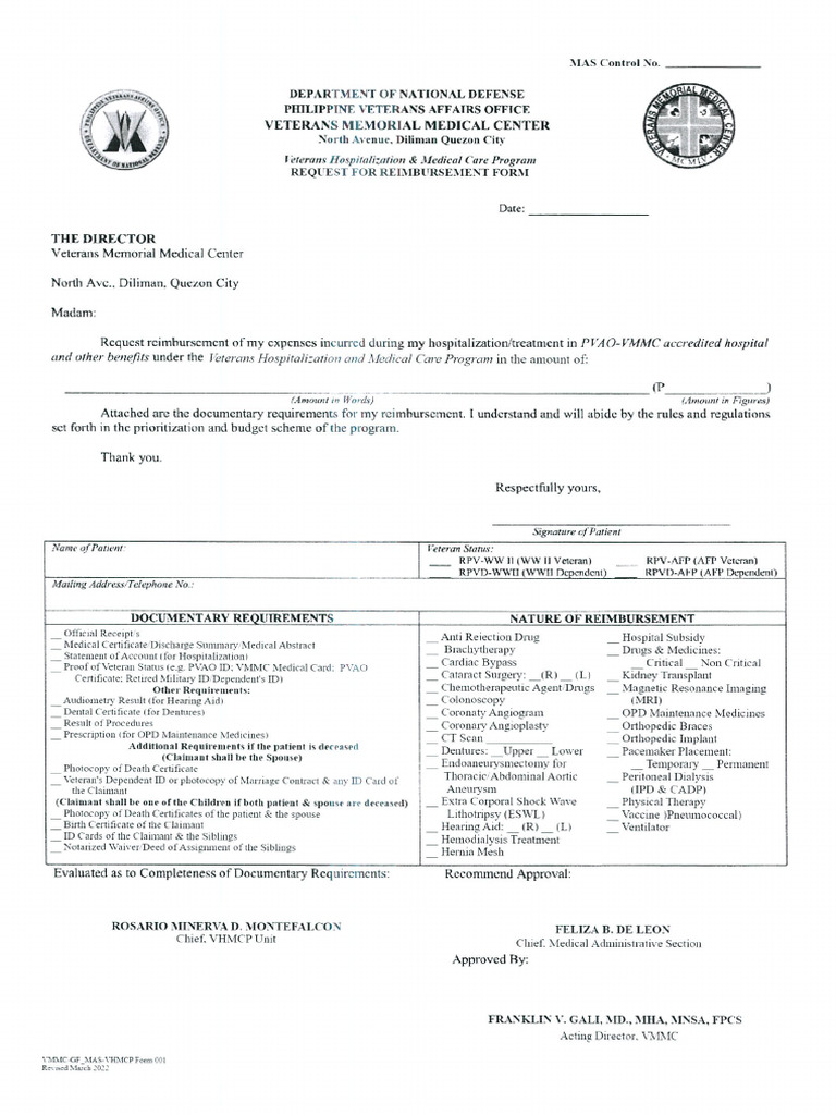 Personal VHMCP Reimbursement Form 2023 1 | PDF