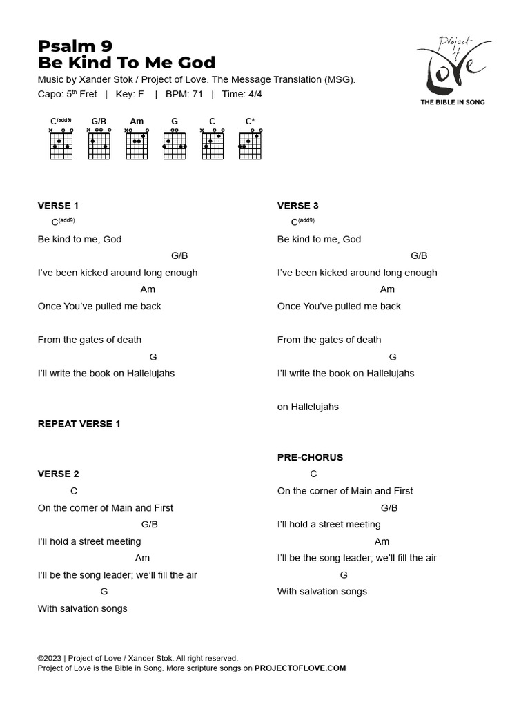 Psalm 9 Chord Sheet PDF Song Structure Ketuvim