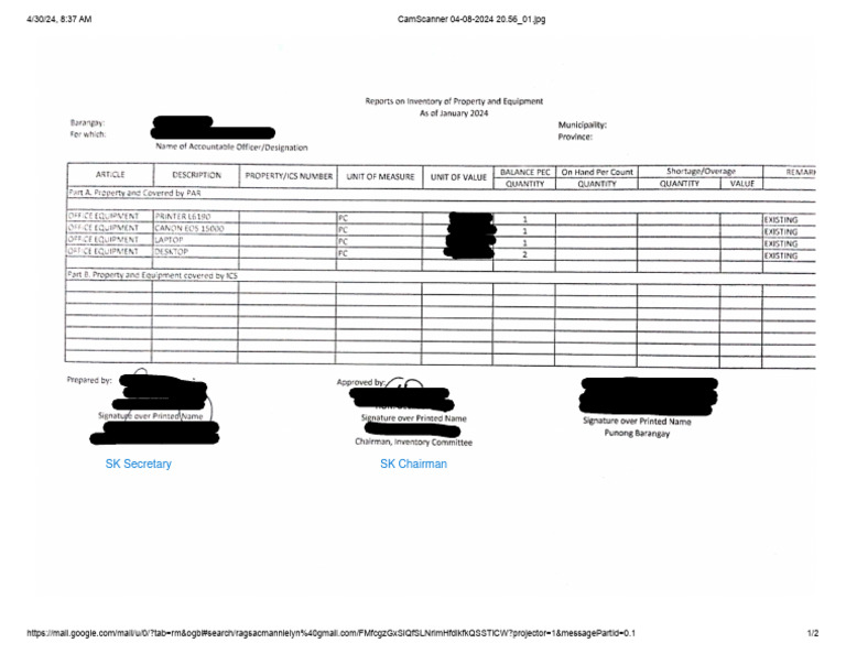 SK Secretary and Chairman Document | PDF | Computers
