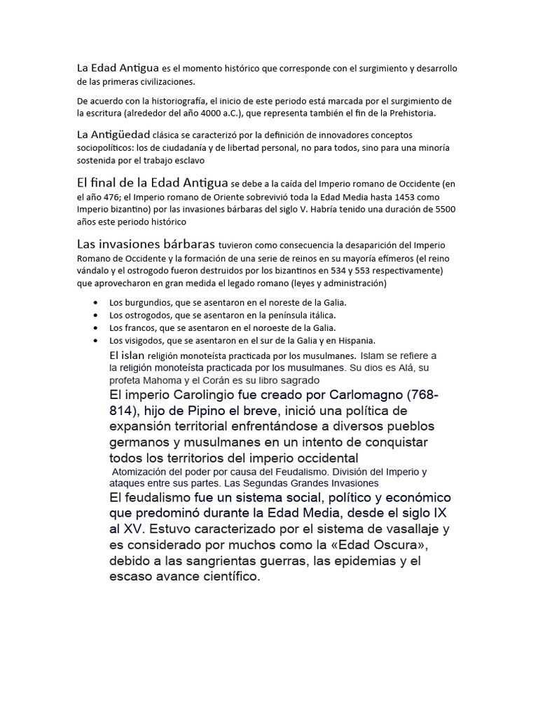 Historia de la Edad Antigua y Media | PDF | Edades medias | imperio Romano