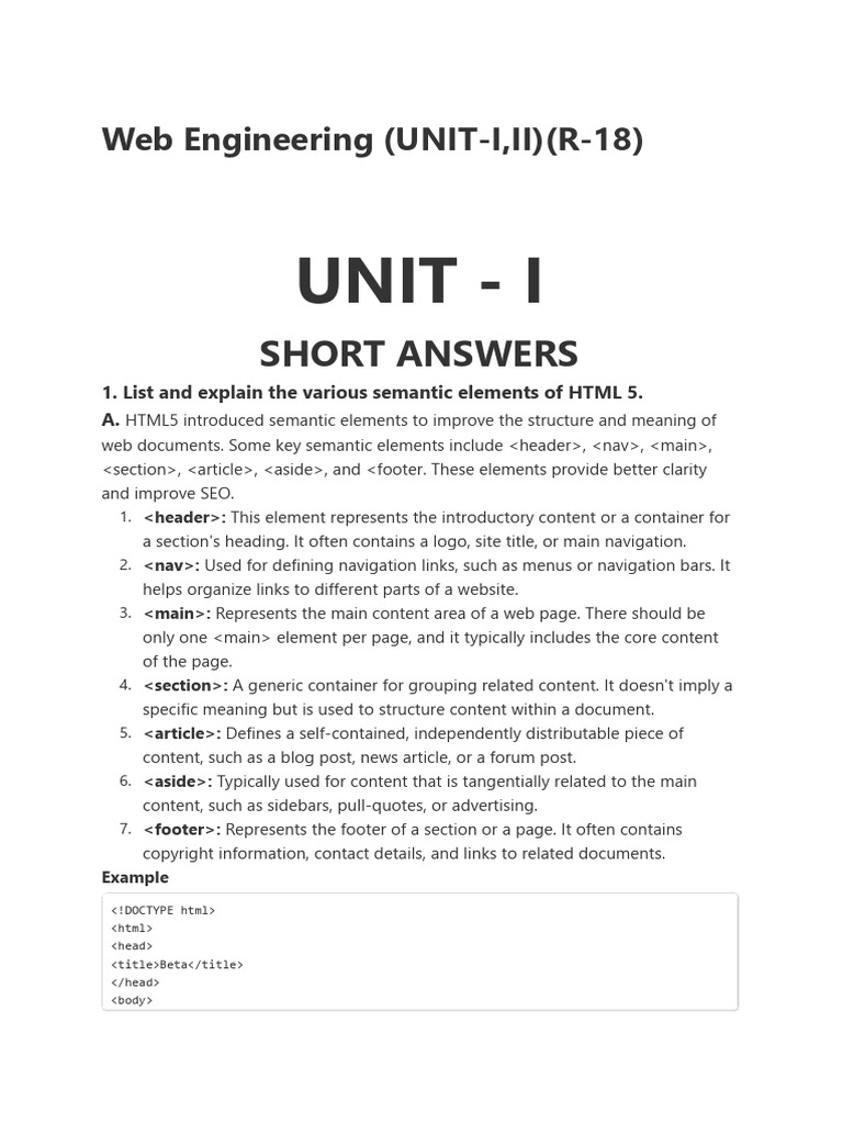 Web Engineering (UNIT-I, II) (R-18) | PDF | Port (Computer Networking ...