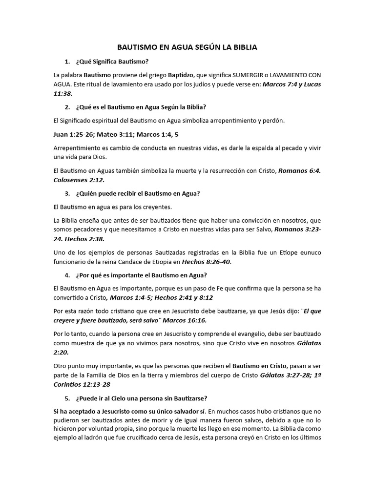 Bautismo en Agua Según La Biblia