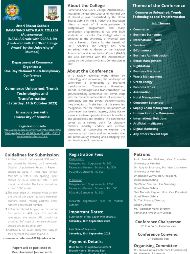 RADAV College National Conference 2023 | PDF | Commerce | Business