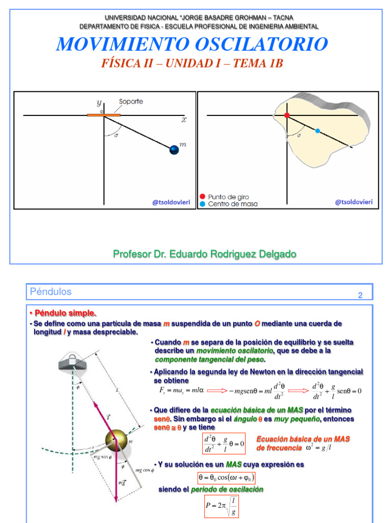 Clase 2 - Tema 1 | PDF | Oscilación | Péndulo