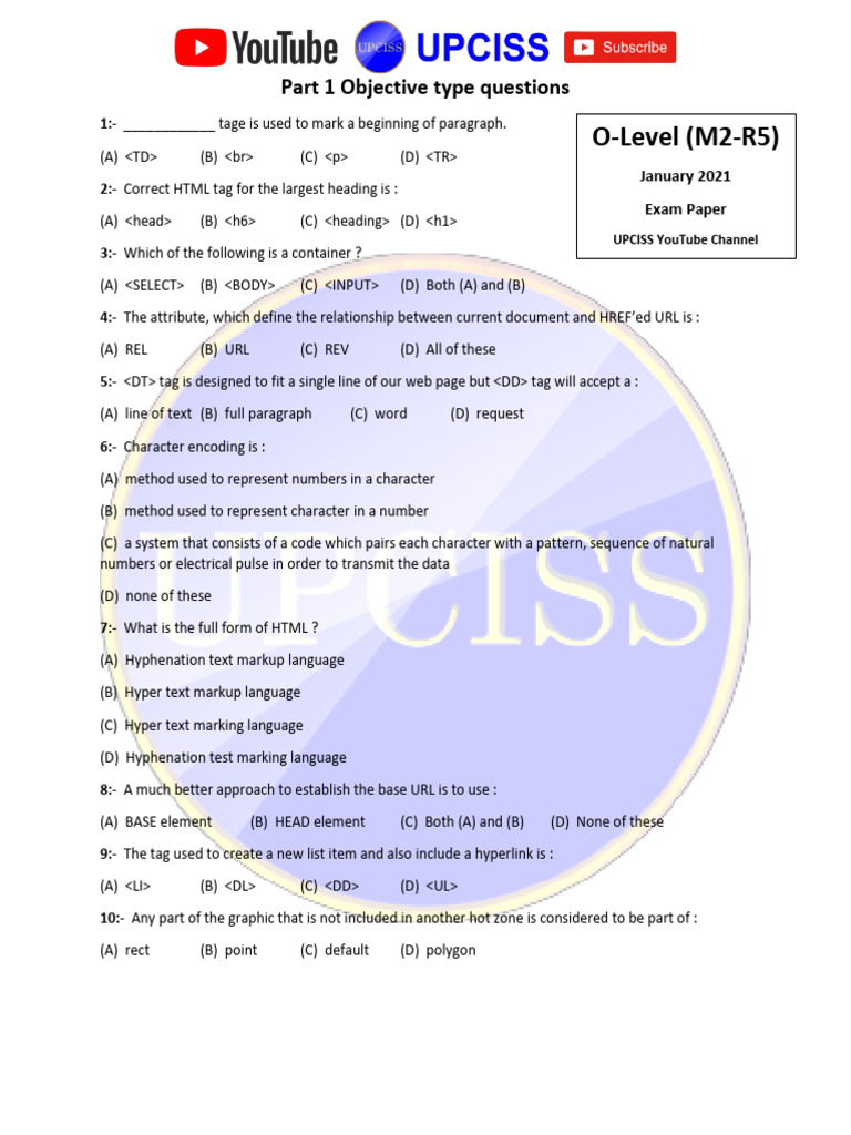 HTML and CSS Exam Questions Guide | PDF | Educational Stages ...