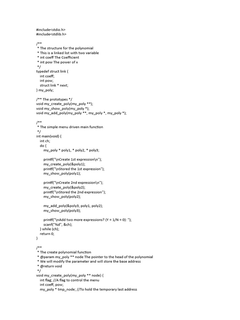 polynomial addition | Download Free PDF | Computer Science | Computing