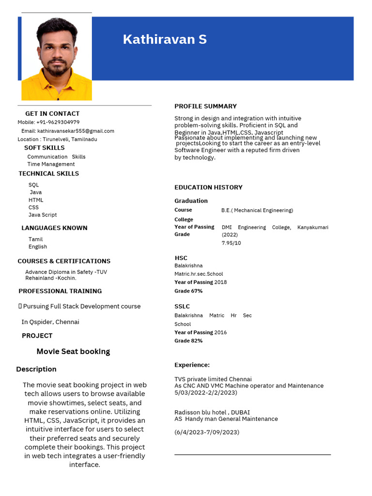 Entry-Level Software Engineer Profile | PDF | World Wide Web | Internet ...