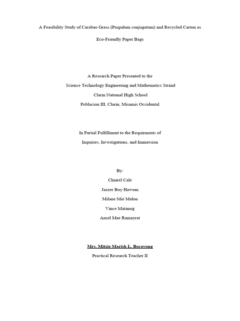 Carabao Grass for Eco-Friendly Paper Bags | PDF | P Value | Paper