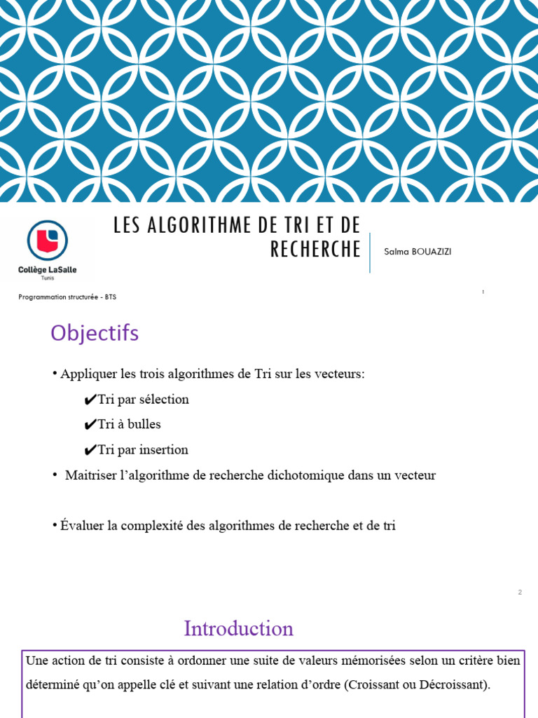 Algorithmes de Tri et Recherche en BTS | PDF | Programmation ...