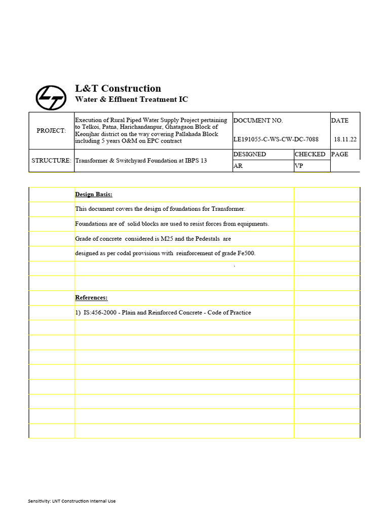 Transformer Foundation Design at IBPS 13 | PDF | Civil Engineering