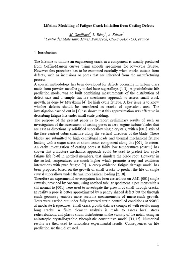 Fatigue Crack Modeling in Superalloys | PDF | Fracture | Fatigue (Material)