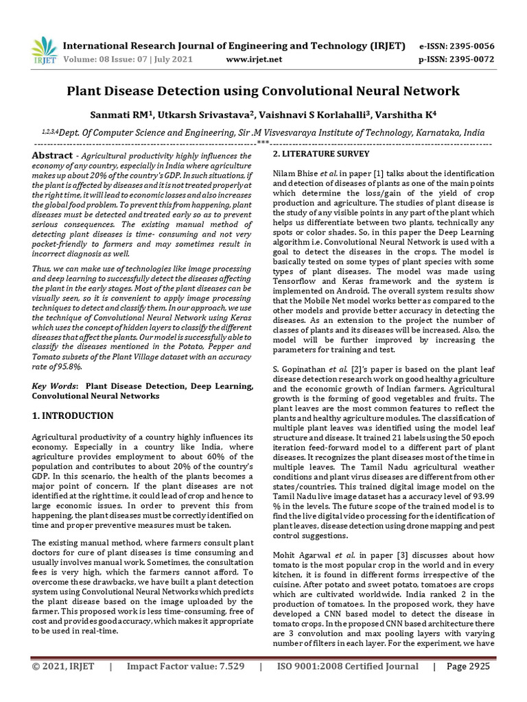 Plant Disease Detection with CNNs | PDF | Deep Learning | Artificial ...