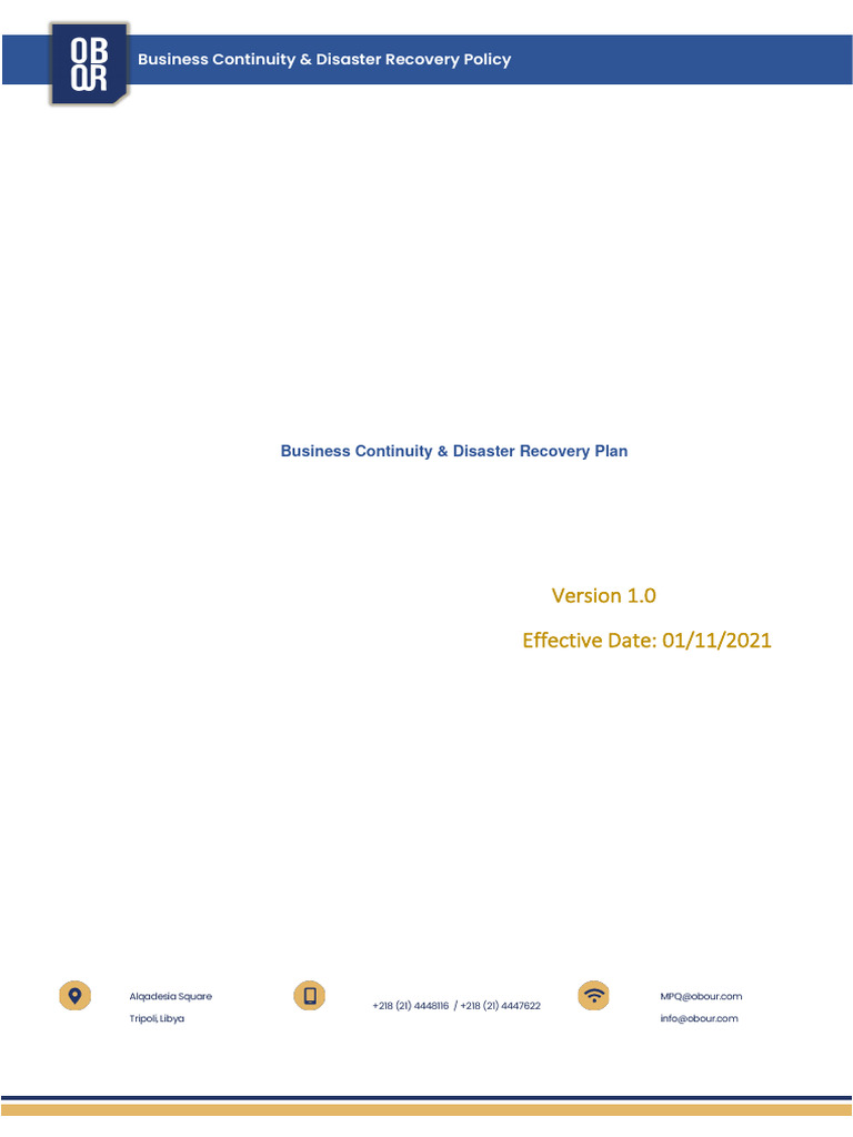 Business Continuity & Disaster Recovery Plan | PDF | Backup | Malware