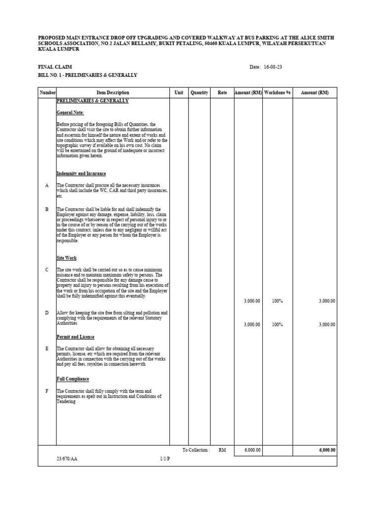 Final Claim for Entrance Upgrade Project | PDF | Indemnity
