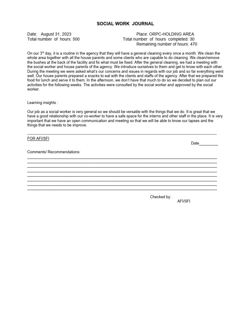 Social Work Journal: August 2023 Insights | PDF