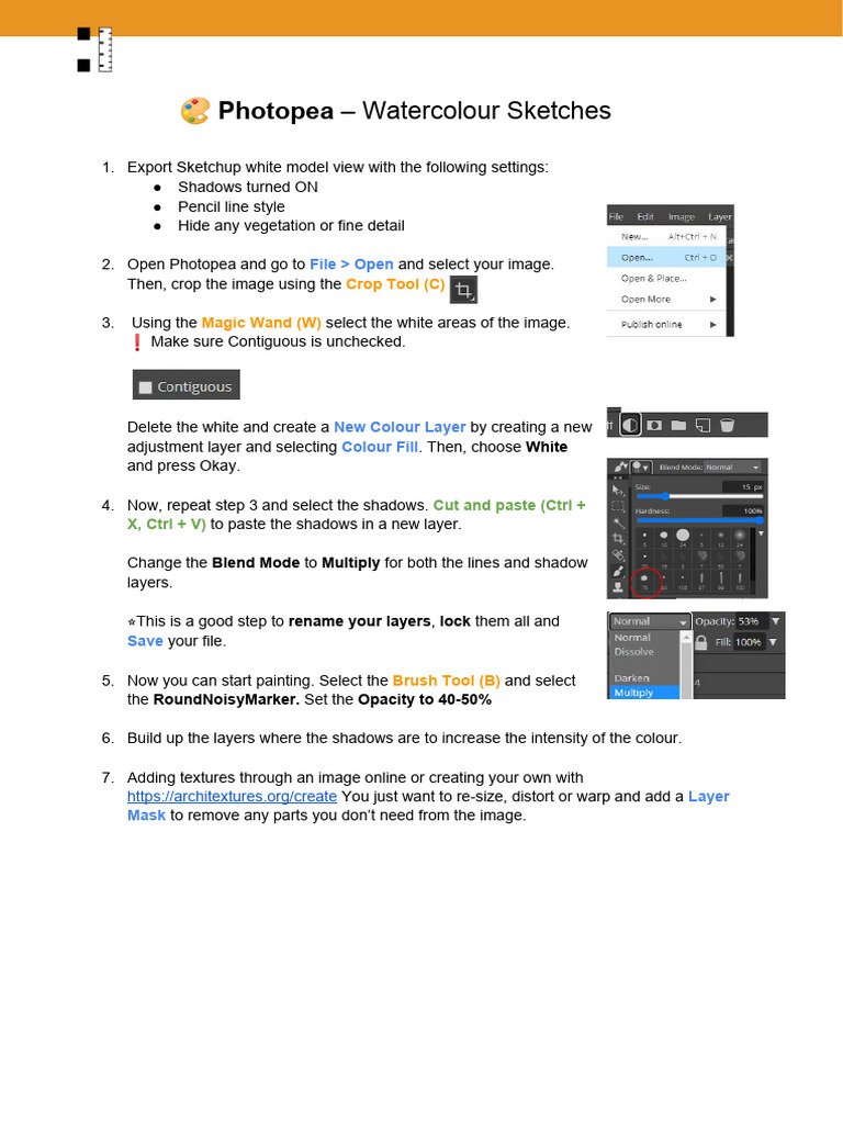 Create Watercolour Sketches in Photopea | PDF | Watercolor Painting