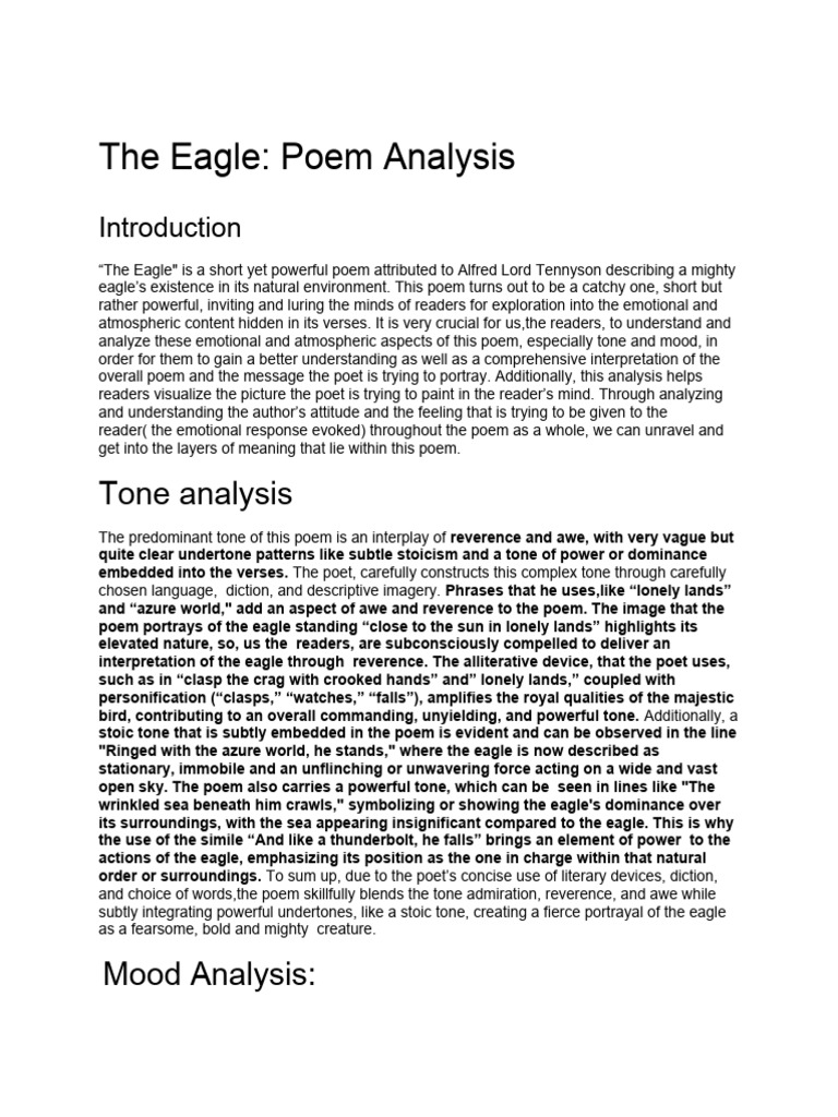 The Eagle POEM ANALYSIS | PDF | Poetry