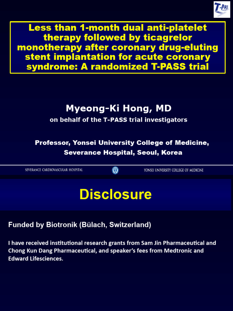 Hong T Pass Trial | PDF | Percutaneous Coronary Intervention | Stroke