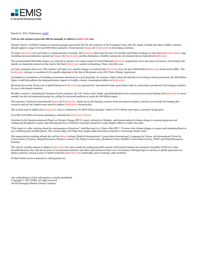 EMIS Search Results | PDF | Biodiversity | Developing Country