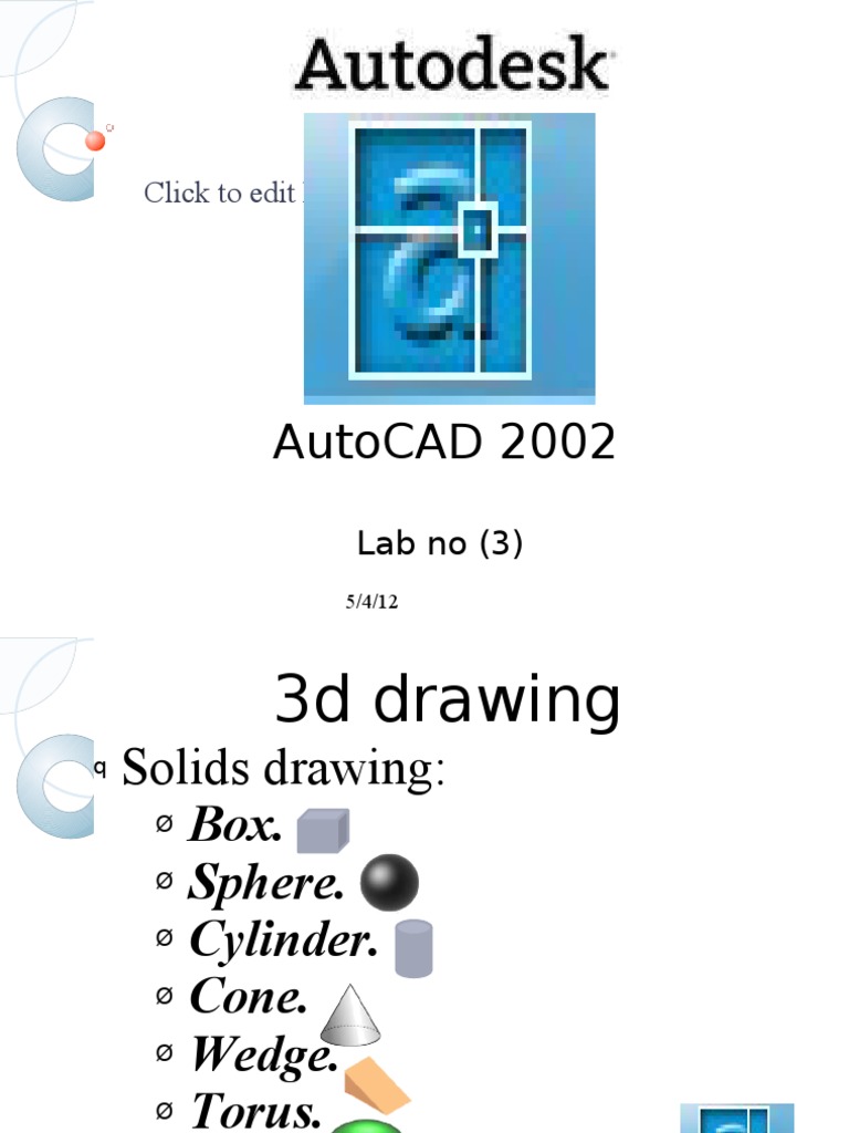 AutoCAD 2002 Solids Drawing Lab Guide | PDF | Extrusion | Euclidean ...