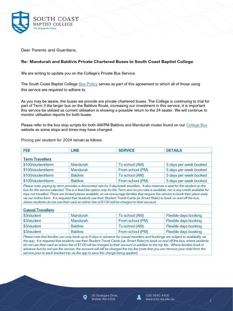 SCBC Bus Service Update 2024 | PDF | Bus | Fee