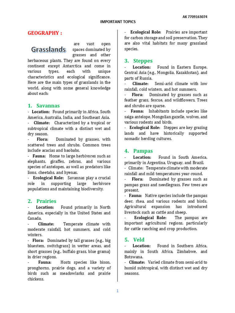 Grasslands and Major Rivers Overview | PDF | Nile | Indus River
