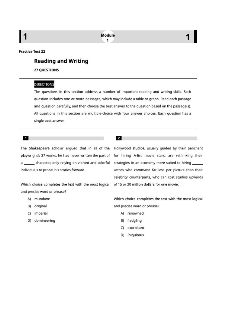 Practice Test 22 | PDF