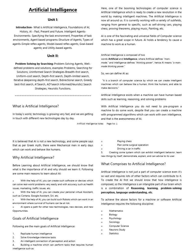 Overview of Artificial Intelligence Concepts | PDF | Artificial ...