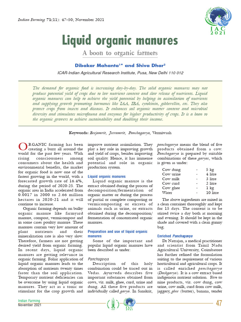 Ojsadmin, 11 Liquid Organic Manures | PDF | Soil | Manure