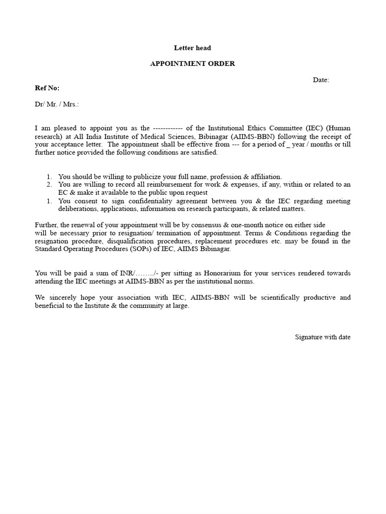 Annexure Appointment Order PDF