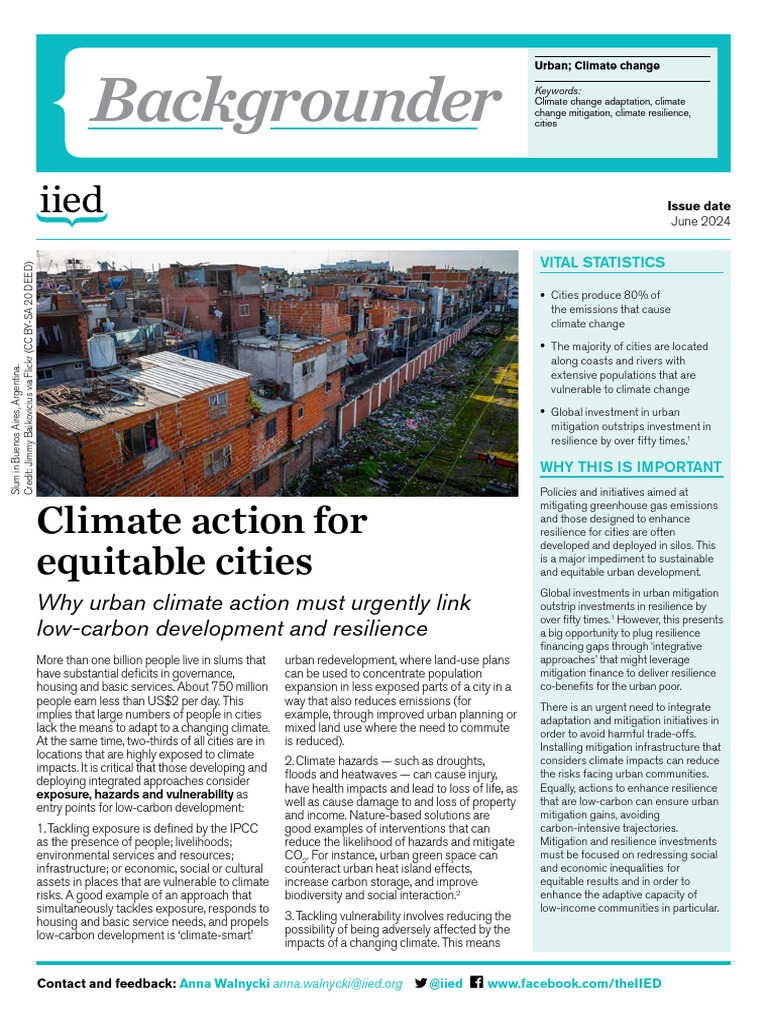 Urban Climate Action for Equity | PDF | Climate Change Mitigation ...