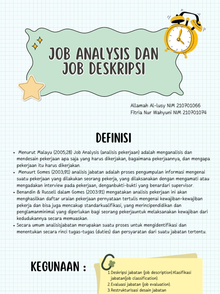 Analisis dan Deskripsi Pekerjaan | PDF