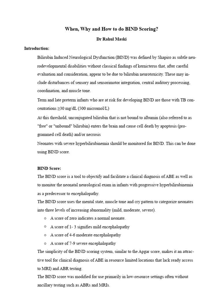 Understanding BIND Scoring in Neonates | PDF | Clinical Medicine ...