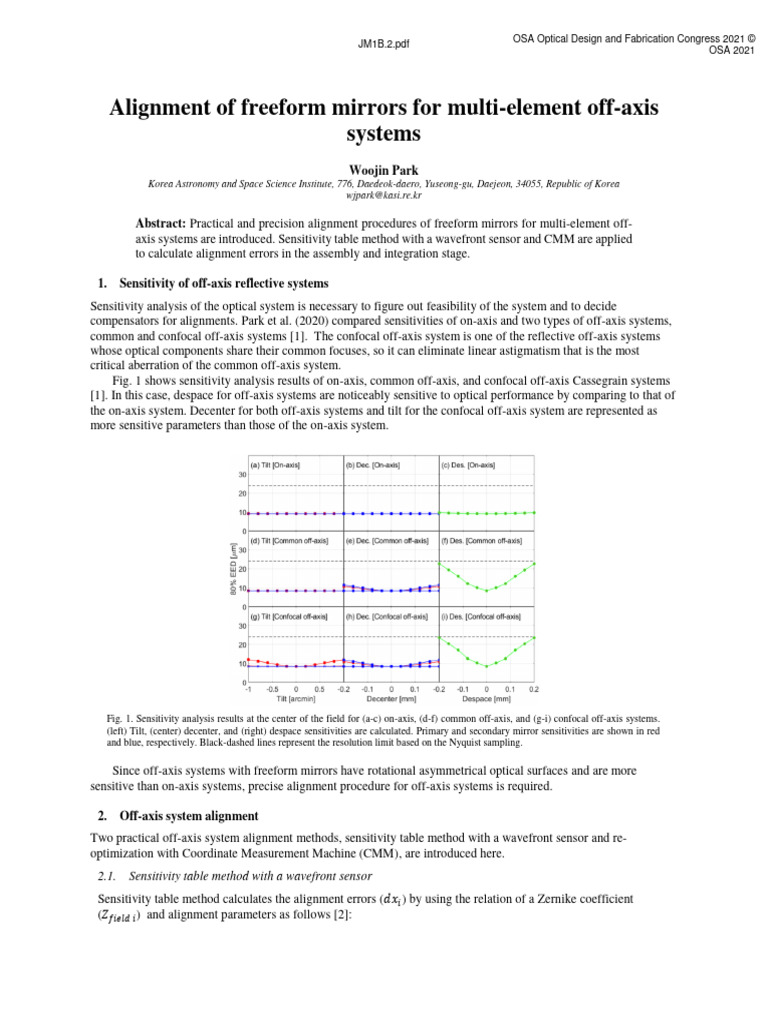Aligning Freeform Mirrors in Off-Axis Systems | PDF | Mirror | Optics