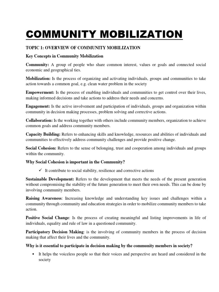 Community Mobilization by LAS | PDF | Community | Empowerment