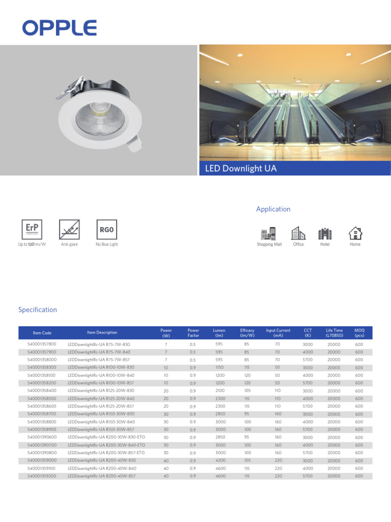 LED Downlight UA | PDF | Alternating Current | Electronics