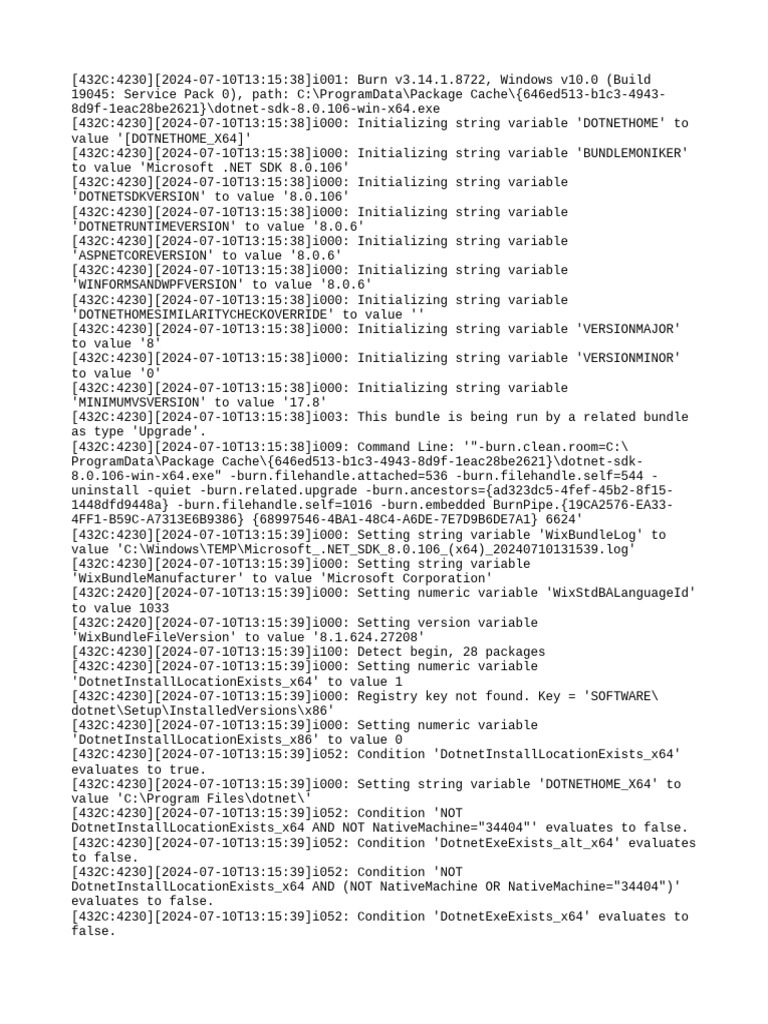 Burn Log for .NET SDK 8.0.106 | PDF | Computer Engineering | Computer ...