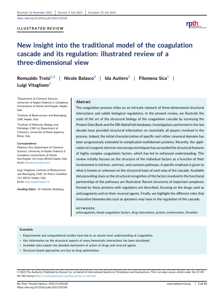 New Insight Into The Traditional Model of The Coagulation Cascade and ...